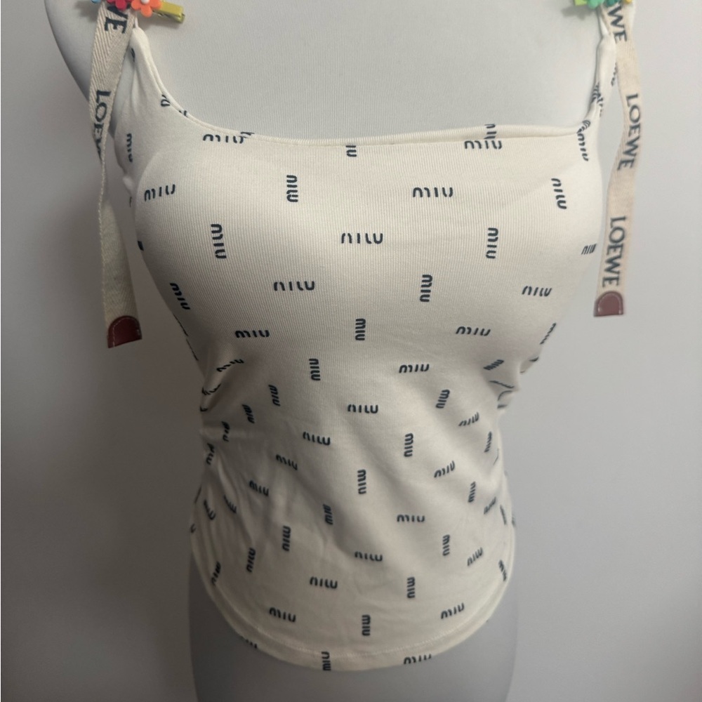 women's Miu Miu tap camisole white